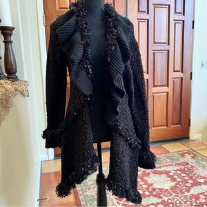 Ethyl Black Draped Sweater Coat Acrylic Size Large